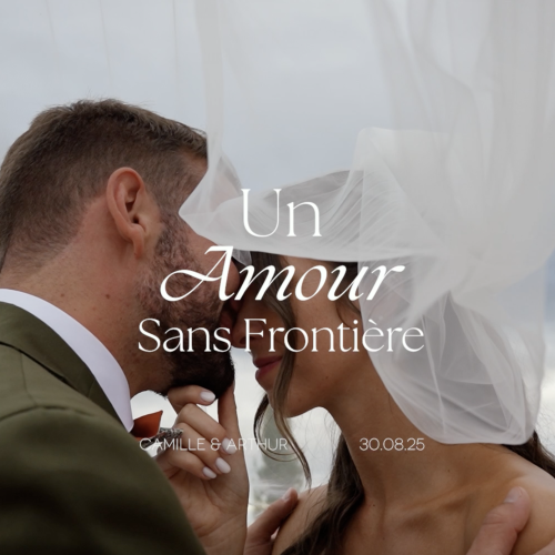 Jeune couple proche sous un voile de mariés sous un ciel nuageux