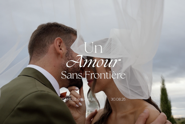 Jeune couple proche sous un voile de mariés sous un ciel nuageux